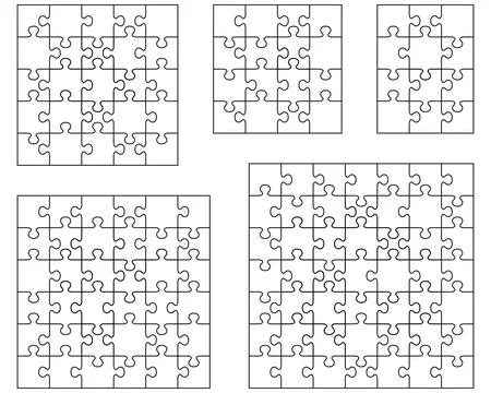 White puzzles, separate pieces Stock Illustration