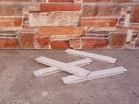 White PVC Panel Profiles for Electrical Distribution Board Cover Stock Photos