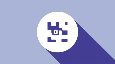 White QR code sample for smartphone scanning icon isolated on purple background Stock Footage 155828965