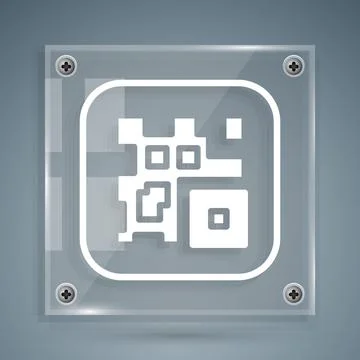 White QR code sample for smartphone scanning icon isolated on grey background Stock Illustration