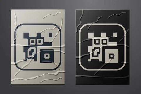 White QR code sample for smartphone scanning icon isolated on crumpled paper 스톡 일러스트