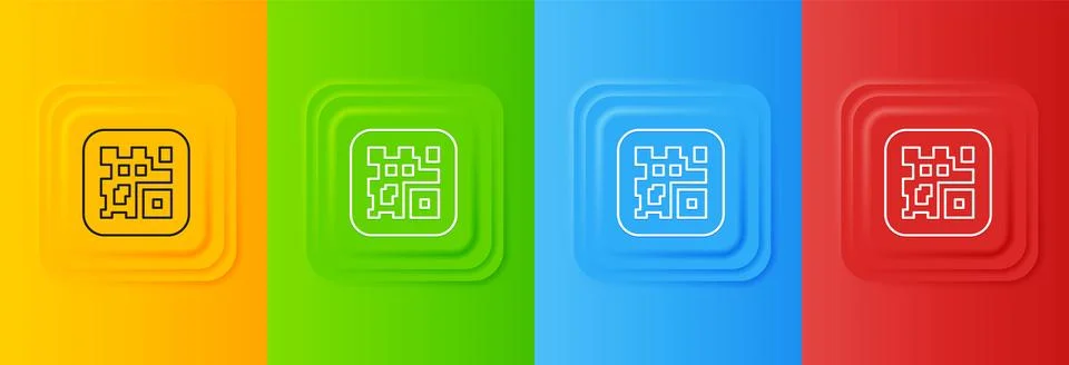 White QR code sample for smartphone scanning icon isolated on colorful back.. Illustrazione stock