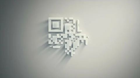 White QR Code Technology Icon Reveal Background Loop Stock Footage 140736122