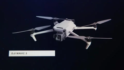 White quadcopter drone on black background in 3D animation Vídeo Stock 347464820