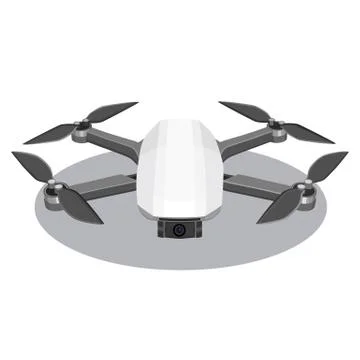 White Quadcopter Drone with camera Gadget Vector illustration. Stock Illustration