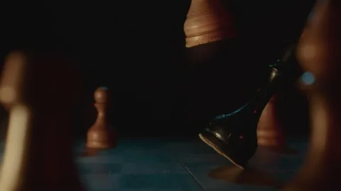 White Queen Beats Black King Stock Footage 155276361