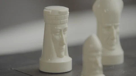 White Queen chess piece close up Stock Footage 91135191