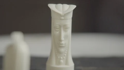 White queen face on chess piece Stock Footage 91158827