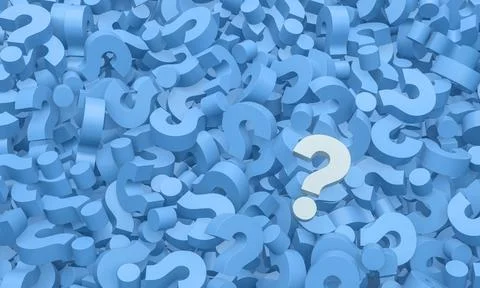 White question mark on a background of question marks. 3d illustration 스톡 사진