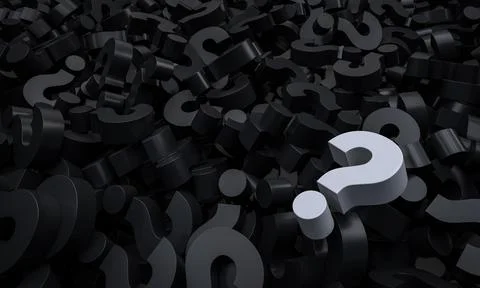 White question mark on a background of question marks. 3d illustration 스톡 사진