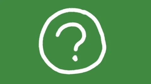 White question mark circle cartoon graphic with chalk outline help info icon Stock Footage 336295415