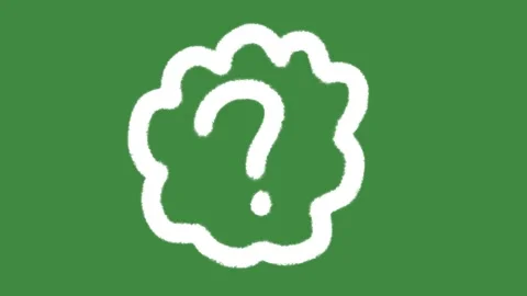 White question mark in cloud hand-drawn cartoon graphic with chalk outline help Stock Footage 336400338
