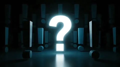 White Question Mark Glowing Against Black Exclamation Marks. Stock Footage 317801012