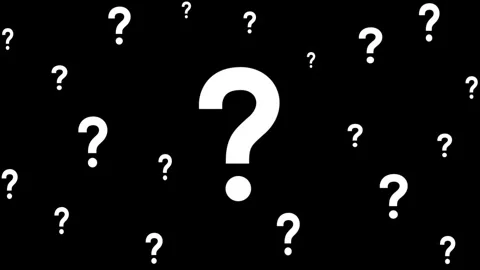 White question mark icons floating and pulsating on a black background animation Stock Footage 333727371