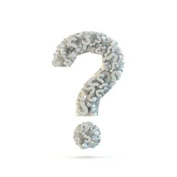 White question mark isolated on white. Stock Illustration