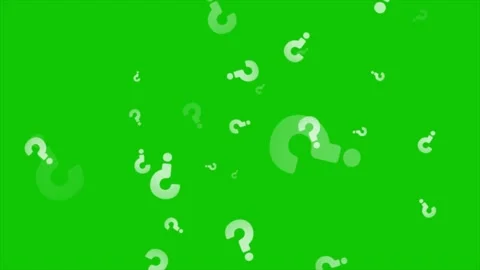 White question mark particle rotate appear slow float sideway and faded on green Stock Footage 317997356