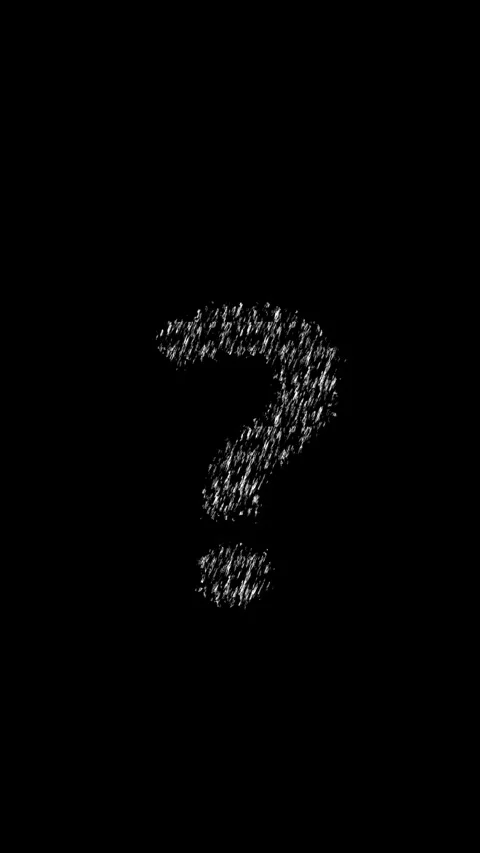 White question mark particle rough chalk texture, black empty space, and clean m Stock Footage 340566905