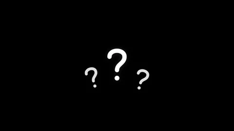 White question marks float against a black background. Stock Footage 345067607