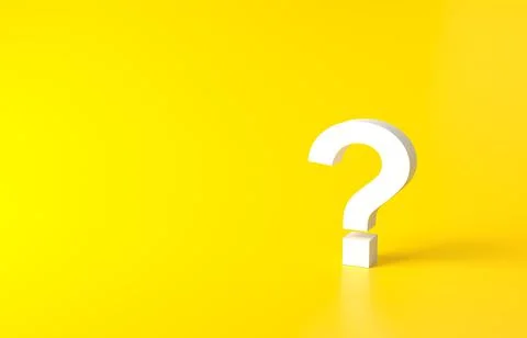 White Question Marks on yellow background. 3D Rendering. Minimal white Illustrazione stock