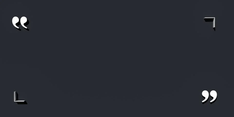 White quotation marks with thin line corners on dark background, quote temp.. Stock Illustration