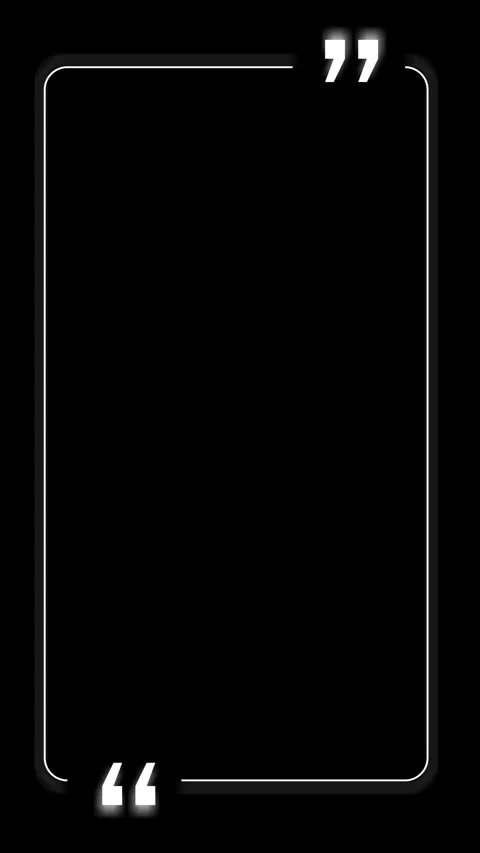 White quote frame black background glowing quotation marks, thin rounded border Stock Footage 340479798