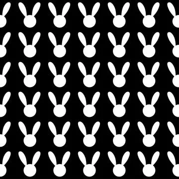 White Rabbit Black Background Stock Illustration