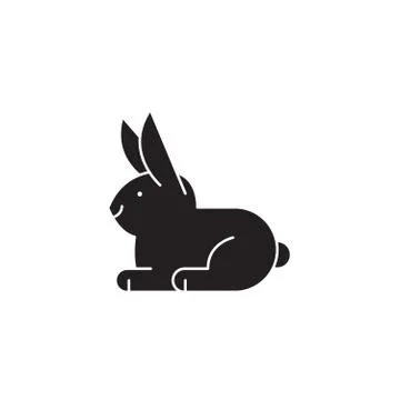 White rabbit black vector concept icon. White rabbit flat illustration, sign Stock Illustration