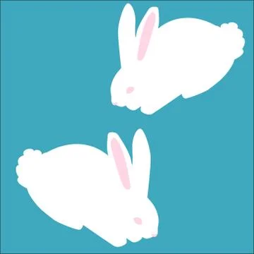 White rabbit on blue background-Vector Illustration Stock Illustration