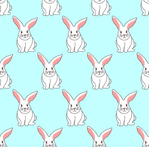 White Rabbit on Blue Mint Background Stock Illustration