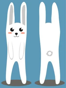 White rabbit colorful poster Stock Illustration
