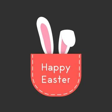 White rabbit ears in red pocket Stock Illustration