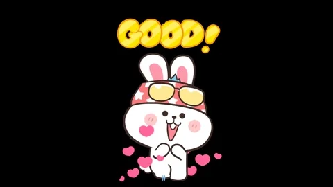 White Rabbit with 'Good' Message on Transparent Background - Ideal for Moti.. Stock Footage 282782606