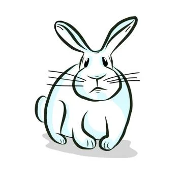 White rabbit hand drawing vector Illustrazione stock