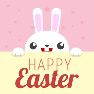 White Rabbit happy Easter sign vector Stock Illustration