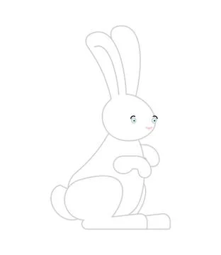 White Rabbit isolated. cute Hare. bunny Animal Stock Illustration