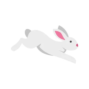White rabbit jumping and running fast, minimalist vector illustration 스톡 일러스트