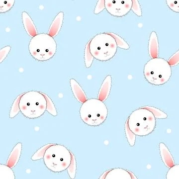 White Rabbit on Light Blue Background. Stock Illustration