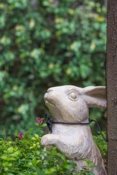 A white rabbit made from ceramic for decoration Stock Photos