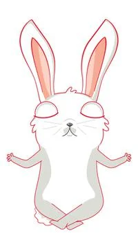 White rabbit meditating Stock Illustration