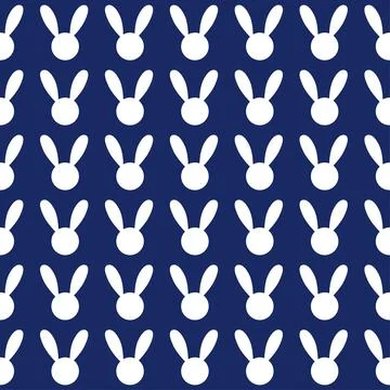White Rabbit Navy Blue Background 스톡 일러스트