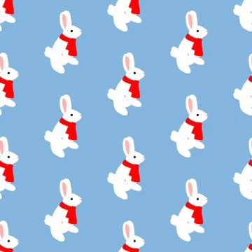 White rabbit pattern Illustrazione stock