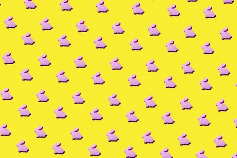 White rabbit pattern on the yellow background 스톡 일러스트