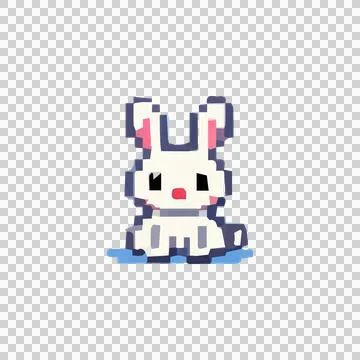 White Rabbit Pixel Art Design Vector Stock Illustration