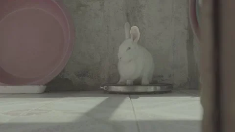White Rabbit Resting Indoors In Sunlight Stock Footage 346202936