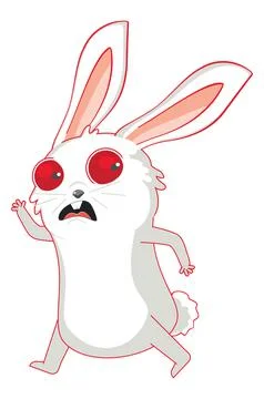 White rabbit running away Stock Illustration