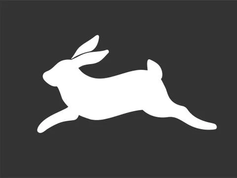 White rabbit running vector Stock Illustration