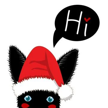 White Rabbit with Santa Hat Sneaking. Greeting Card Christmas Day. Vector Ill Illustrazione stock
