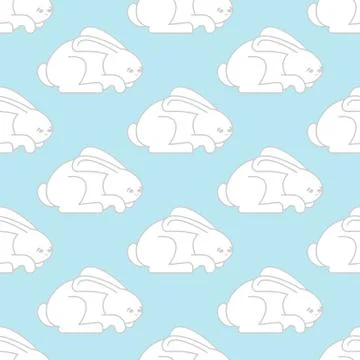 White Rabbit seamless pattern. Hare ornament. bunny background. Animal Textur Stock Illustration
