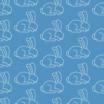 White Rabbit seamless pattern. Hare ornament. bunny background. Animal Textur Illustrazione stock