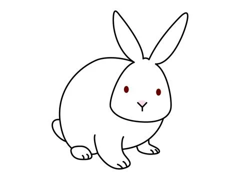 White rabbit sitting face to you. Stock Illustration